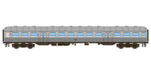 Pullman 36519 - H0 n-Wagen, B4nb-59, 42727 Esn, 2. Kl der DB, Ep. III - silber, Pfauenauge, Rahmen schwarz, Dach sil